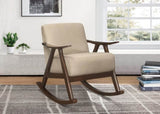 Modern Home Furniture 1pc Rocking Chair Light Brown Fabric Upholstered Dark Walnut Finish Wood B011P255255