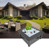 ZNTS Portable Courtyard Metal Fire Pit with Accessories Black 52194990