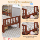 Twin Size Bed with Headboard Storage Rack, Two Under-Bed Drawers, Three-Side Guardrails for Safety N733P272374D