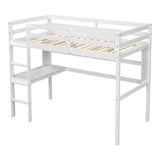 ZNTS Twin Size Loft Bed with desk and shelves, Safety Guardrail and ladder,White W504P181854