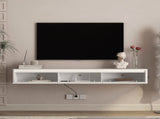 Floating TV Stand,Wall Mounted TV Shelf with Led Lights & Power Outlet,Fluted TV Cabinet for tv W1321P462640