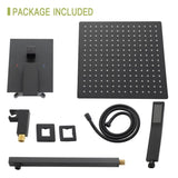 Dual Shower Head - 12 Inch Wall Mounted Square Shower System with Rough-in Valve,Matte black W124357630