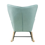 Rocking Chair with ottoman, Mid Century Fabric Rocker Chair with Wood Legs and Patchwork Linen for W561P175990