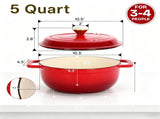 Cast iron 5QT cooking pot - Gradient red - Includes two silicone gloves - Enamel pot 72490556