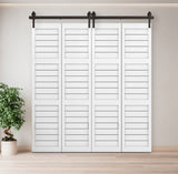 60" Bi-Folding Sliding Barn Door Hardware Kit for 4 Doors,Smoothly&Quietly,Black Track J Shape 44893812