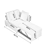 Convertible Sleeper Sofa Chair Adjustable Backrest Recliner with Pullout Sofa Bed with Wheels, W1413P227519