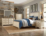 Transitional Rustic Style 1pc Nightstand of 2x Drawers Antique White and Rosy Brown Bedroom B011P243642