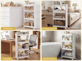 4-Tier DIY Rolling Storage Cart, 15.5" 9" 40.5" with Detachable Ventilated Trays for Kitchen & 45605880