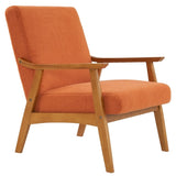 Solid Wood Armrest Teddy Velvet Simple Single Indoor Lounge Chair Backrest Burnt Orange 87153687