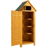 ZNTS 30.3"L X 21.3"W X 70.5"H Outdoor Storage Cabinet Tool Shed Wooden Garden Shed Natural W142267667