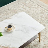 Coffee Table Rectangular Center Table for Living Room Open Space Side Table with Metal Frame W1911P269599