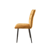 Modern Velvet Dining Chairs 2-Piece Set-Soft Cushioned Seats with Iron Frames in Mustard Yellow N842P284569Y