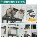 ZNTS 3-Tier Wooden Outdoor & Indoor Cat House Suitable for 1-3 Cats Cat Enclosure Resting Box with 4 W1850120016