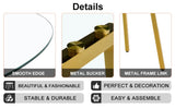 Modern minimalist style circular transparent tempered glass table, tempered glass tabletop, golden W1512P359306