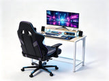 31.5" Computer Desk with Desktop Shelf and Lighting Foldable P2 Particleboard Iron Pipe with 78151630