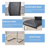 Luxury Simple Arch Chair - Set of 2 Dark Gray PU Material High Resilience Dining Chair with Arched W1151P154867