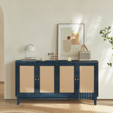 Handcrafted Premium Grain Panels,Rattan Sideboard Buffer Cabinet,Accent Storage Cabinet With 4 W144583482