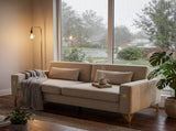 FX-P18-BEModern Beige Sofa Couch for Living Room, 85.83" Upholstered 3-Seater Sofa with Metal W57649843