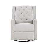 Milah Tufted Swivel Glider Recliner In Light Gray Fabric 601GR-WGR