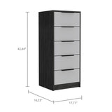 Kaia 5 Drawer Dresser, Vertical Dresser -Smokey Oak / White B20091874