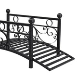 ZNTS 102*51*43cm Garden With Round Iron Ball Flat Top Handrail Garden Iron Bridge Black 61669682