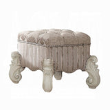 Ivory and Bone White Vanity Stool with Nailhead Trim B062P209000