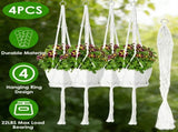 4PCS Macrame Plant Hanger Indoor Outdoor Hanging Planter Basket Natural Cotton Rope Plant Holder 01444003