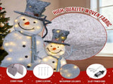 Set of 2 Lighted Snowman with Top Hat Christmas Decorations, Pre-lit 2D Holiday Decor with 80 Warm 25364656