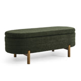 ZNTS Ottoman Oval Storage Bench,Rubber Wood Leg, Green W487P178761