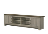 Nyla 68.5"W Gray Oak TV Stand with Shelves and Cabinet Doors B061P234543