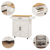 Kitchen island rolling trolley cart with Adjustable Shelves & towel rack & seasoning rack rubber W282108546
