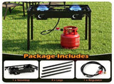2 Burner Propane Stove 160000 BTU Black Metal Outdoor Propane Burner Stove Adjustable Heat 50414687