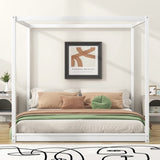 King Size Canopy Platform Bed with Support Legs,White WF309290AAK