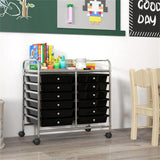 12-Drawer Rolling Storage Cart - 2-Row 10-Storey, Multicolor Drawers, 4 Wheels , -Black 46116279