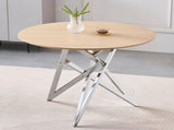 37Inch Round Dining Table, Small Round Kitchen Table With Silver Metal Legs, Suitable For 2 To 4 36643401