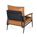 Mid-Century Modern Accent Chair with Brown Faux Leather Upholstery, Padded High Backrest, Metal N767P203868B