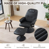 011-Massage Recliner Chair with Ottoman, 360&deg Swivel PU Leather Reclining Chair with Wrapped Base, 5 W2636P262429