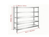 Stainless Steel Shelving, 60 x 18.5 Inch 5 Tier Adjustable Shelf, 330 lb Per Shelf Capacity 24132159