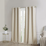Tonal Printed Faux Silk Total Blackout Curtain Panel Pair B03599836