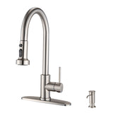 Stainless Steel Pull Down Kitchen Faucet with Soap Dispenser Brushed Nickel W122569700