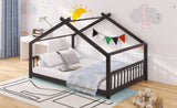 Full Size House Bed Wood Bed, Espresso N708P182786P