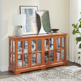 LED Curio Display Cabinet Antique Display Cabinet with Glass Doors Adjustable Shelves for W2275P292661