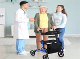 2-in-1 Blue Rollator Walker & Wheelchair - 330 lbs Capacity, 8" PVC Wheels X-Shaped Structure 43466378