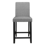ZNTS Counter Height Chairs Set of 2 Black Finish Upholstered Gray Padded Seat Back Transitional Dining B011P168511