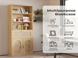 3-layer 1-drawer with double doors Triamcinol board rattan surface 60*23.5*180cm display cabinet 52877457