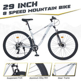 29 Inch Wheels 8 Speed Mountain Bike, for Men Women Boys and Girls, Front Suspension, Steel Frame W1019P225379
