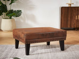 Mirod Vintage Distressed Ottoman,Classic Riveted Footrest with Solid Wood Legs for Living Room, N760P304308D