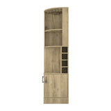 Syrah Corner Bar Cabinet, Eight Bottle Cubbies, Double Door, Two Open Shelves B070P211048
