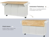 Kitchen Cart with Rubber wood Drop-Leaf Countertop ,Cabinet door internal storage racks,Kitchen 57726272
