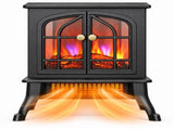Electric Infrared Quartz Fireplace Stove Heater with 3D Flame Effect, Black 47587252